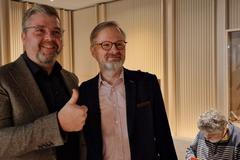 Josef Buchta s premiérem a předsedou ODS Petrem Fialou na brněnské akci na podporu Fialy.