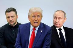 koláž - Zelenskyj, Trump, Putin