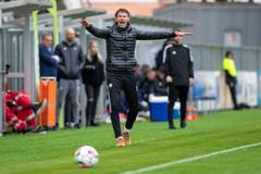 Kouč Dynama České Budějovice František Straka při utkání se Slováckem