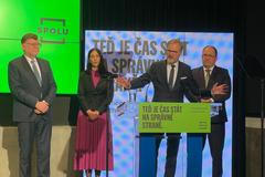 Premiér Petr Fiala při zahájení kampaně Spolu do voleb v roce 2025