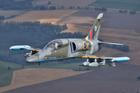 Letoun L-159 Alca české armády v zabarvení připomínajícím slavné stíhačky Spitfire britského RAF.