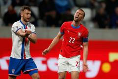 Patrik Schick slaví gól v kvalifikaci Eura Česko - Faerské ostrovy
