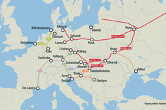 Mapa ropovodů v Evropě