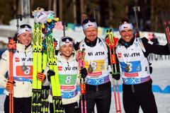 MS v biatlonu 2025, smíšená štafeta: stříbrní Jessica Jislová, Tereza Voborníková, Vítězslav Hornig a Michal Krčmář