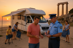 Obyňák, pokuta, policie, Řecko, vytvořeno pomocí AI (OpenAI DALL·E)