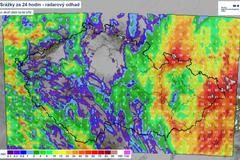 Srážková mapa, 28. 7. 2025