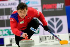 Lukáš Klíma na MS v curlingu 2025 v Kanadě