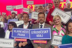 Vít Rakušan krátce poté, co byl 17. května 2025 opět zvolený předsedou hnutí STAN