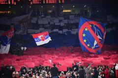 Tribuny během euroligového zápasu Crvena zvezda Bělehrad - Žalgiris Kaunas