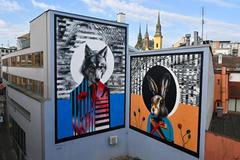 Mural zajíc a vlk, Brno