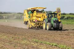 Sklizeň raných brambor, pole, zemědělec, zemědělství, brambory, Farma Zálezlice, Agrární komora