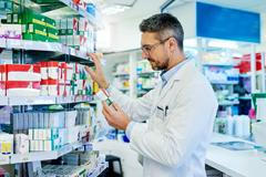 Lékárník, lékarna, ilustrace, lék