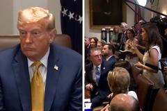 "Nevím. Proč mi to neřeknete vy?" odpověděl Trump na otázku kdo přerušil dodávku zbraní na Ukrajinu