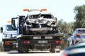 Wreckage removed from the crash site where the Spanish footballer Jose Antonio Reyes died in a traffic accident, is seen placed on a truck in Utrera