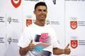 Portuguese soccer player Cristiano Ronaldo is seen during a visit to Yumin Primary School in Singapore