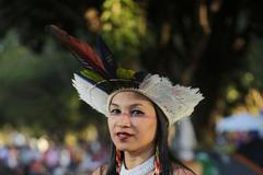 Pochod domorodého obyvatelstva v brazilské metropoli proti politice Jaira Bolsonara