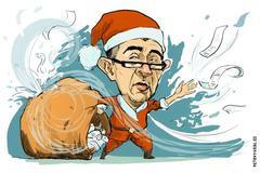 Santa Babiš EET účtenky kresba