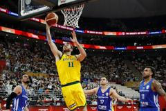 Tomáš Satoranský,  Nic Kay, Jaromír Bohačík a Blake Schilb ve čtvrtfinále MS Česko  - Austrálie na MS 2019