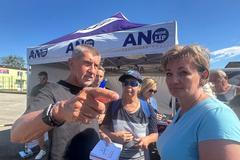 Předseda hnutí ANO Andrej Babiš na předvolebním mítinku v Lanžhotě 26. srpna 2025