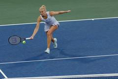 Kateřina Siniaková při utkání 1. kola US Open 2025