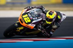 Filip Salač na motocyklu Moto2 v barvách ELF Marc VDS Racing Teamu během VC Maďarska 2025