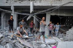 Aftermath of Israeli strikes on houses at Shati (Beach) refugee camp, amid an Israeli military operation, in Gaza City