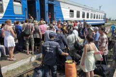 Ukrajina - Luhanská oblast - uprchlíci - vlak