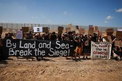 Protest calling for the end of the conflict in Gaza by Israel-Gaza border