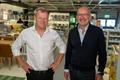 Outgoing Ingka Group CEO Jesper Brodin and incoming CEO Juvencio Maeztu pose at the Ikea store, in Malmo