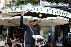 Paříž, Francie, kolportér, noviny, poslední, Le Monde