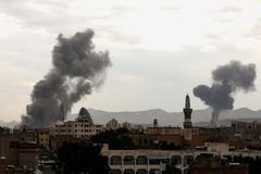 Smoke billows following an Israeli airstrike in Sanaa