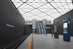 Novostavba železniční stanice Praha-Letiště Václava Havla