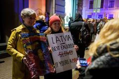 Lotyšsko, Riga, protest, demonstrace, Istanbulská úmluva