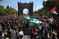 Protest in solidarity with Gaza after Sumud flotilla interception, in Barcelona