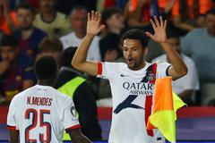 Gonçalo Ramos slaví gól v zápase LM Barcelona - PSG