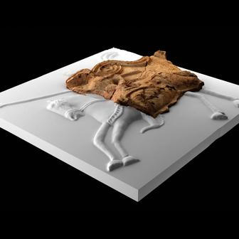 Rekonstrukce kachle podle nalezeného střepu.