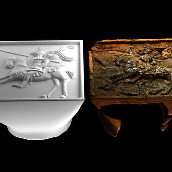 Rekonstrukce kachle podle nalezeného střepu.