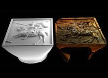 Rekonstrukce kachle podle nalezeného střepu.