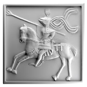 Rekonstrukce kachle podle nalezeného střepu.