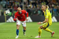 fotbal, Liga národů 2024, Ukrajina - Česko, Václav Černý