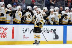 Bodové akce Pavla Zachy a Davida Pastrňáka v utkání Bostonu s Islanders