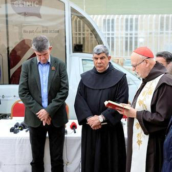 Palestina, Betlém, papamobil, papež František, zdravotníci, přestavba,