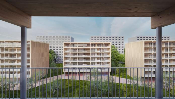 dřevěná bytovka, nedostupné bydlení, projekt, rodiny, architektura, design