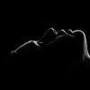 Sad,Woman,Profile,Silhouette,On,Black,Background,Closed,Eyes,,Monochrome