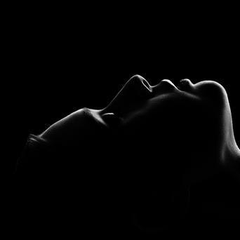 Sad,Woman,Profile,Silhouette,On,Black,Background,Closed,Eyes,,Monochrome
