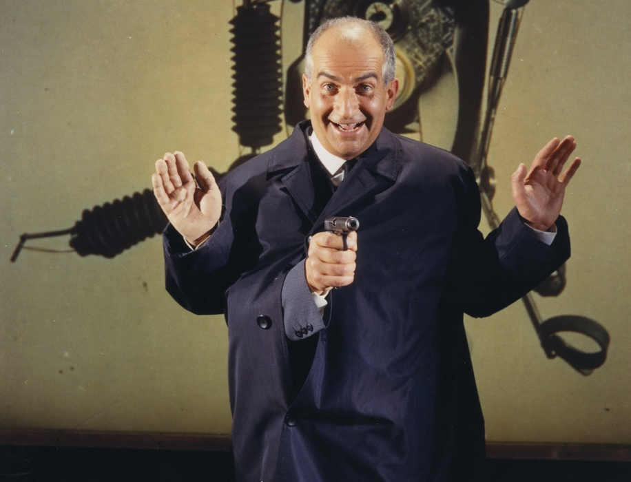 Louis de Funès jako komisař Juve ve filmu Fantomas se zlobí.