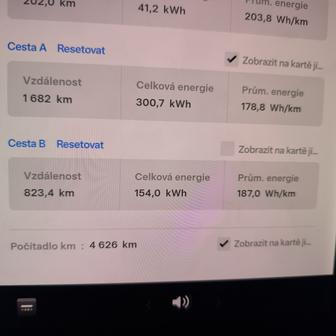 Údaj o spotřebě z palubního počítače.