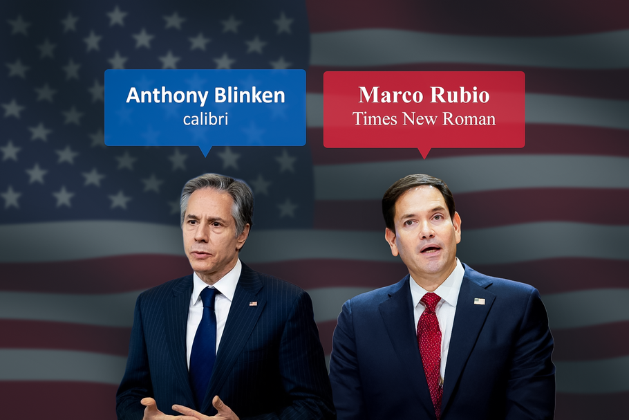 Blinken a Rubio písma