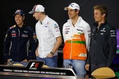 Formula One drivers of Germany Vettel, Huelkenberg, Sutil an