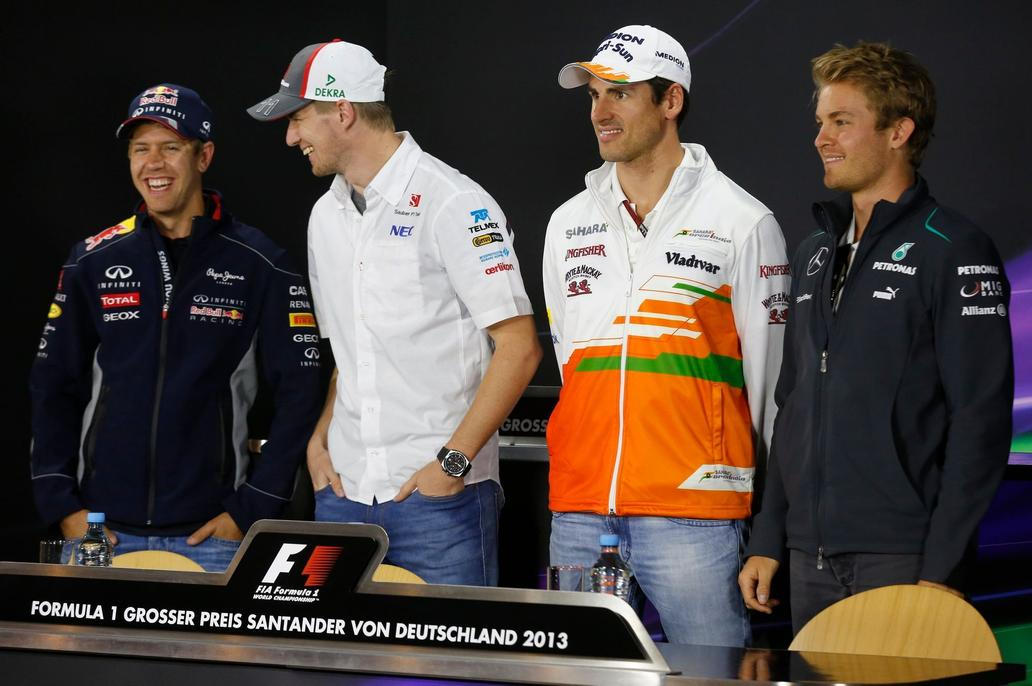 Formula One drivers of Germany Vettel, Huelkenberg, Sutil an
